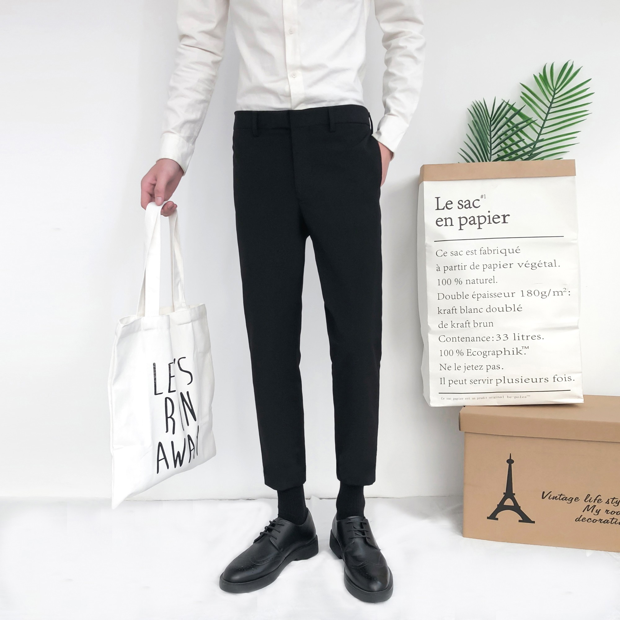 修身港风西裤男潮流休闲裤