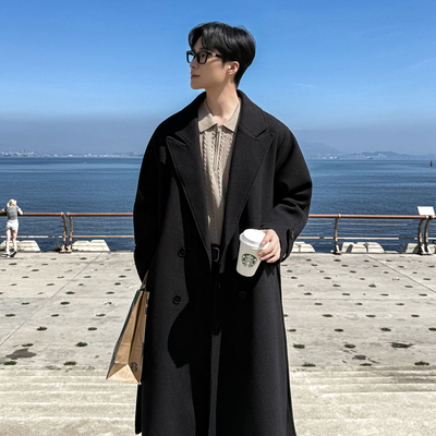 冬季毛呢大衣男中长款过膝宽松