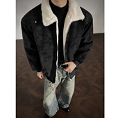 冬季 座山雕翻领棉衣男加绒加厚保暖青少年潮牌美式 休闲棉服外套男