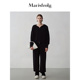 随型外套 玛丝菲尔秋纯羊毛运动连帽卫衣黑色针织外套