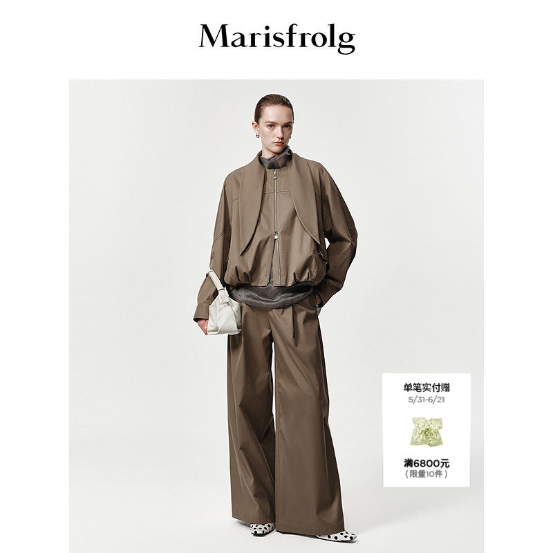 【棉感弹力】Marisfrolg玛丝菲尔2026春新款可拆卸领结短风衣外套