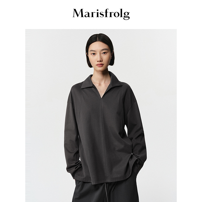 【麦穗刺绣】Marisfrolg玛丝菲尔2025冬新款宽松休闲居家上衣T恤