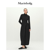 Marisfrolg玛丝菲尔春新款 新能量黑裙 复古拼接黑色连衣裙