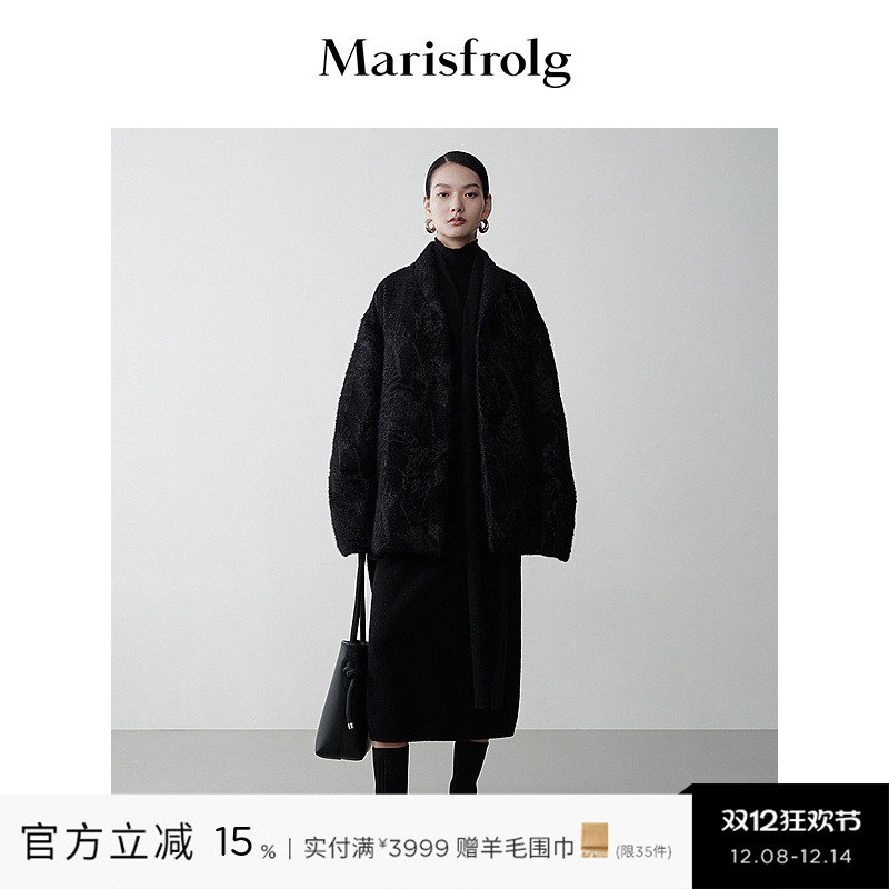 【时装羽绒】Marisfrolg玛丝菲尔冬围裹式收腰羽绒服外套