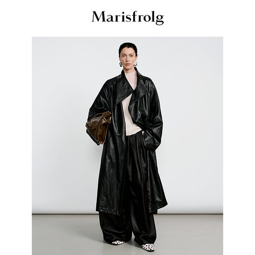 【油蜡风格】Marisfrolg2026春新款玛丝菲尔气质垂坠A字廓形风衣