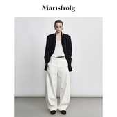 休闲香蕉长裤 Marisfrolg玛丝菲尔2026春新款 纯棉白色弯刀牛仔裤