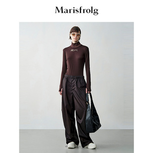 玛丝菲尔秋布朗棕山系弹力腰头工装 装 休闲裤 松弛裤