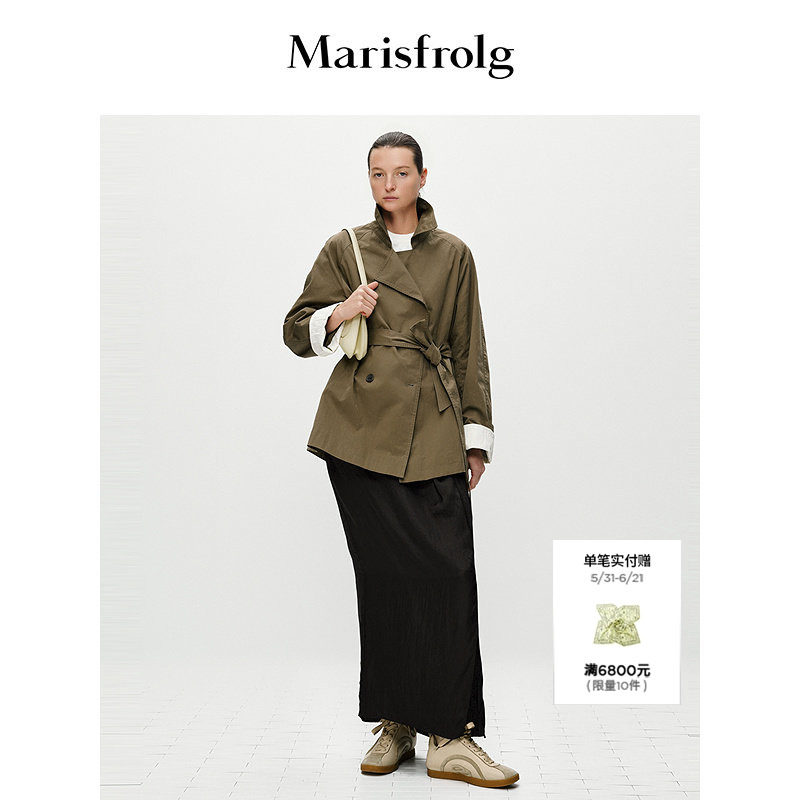 【筑感美学】Marisfrolg玛丝菲尔2025秋新款设计感短款风衣式外套