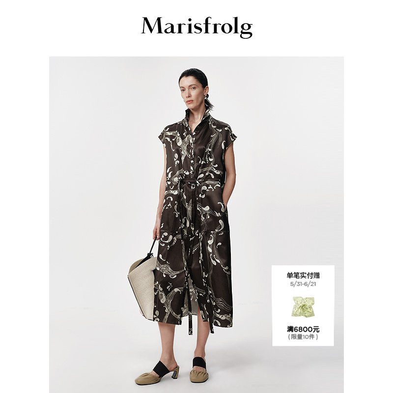 【新能量黑裙】Marisfrolg玛丝菲尔2026夏新款腰果花衬衫裙洋装