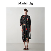 marisfrolg玛丝菲尔春季 艺术匠坊 花色艺术花稿A字束腰连衣裙