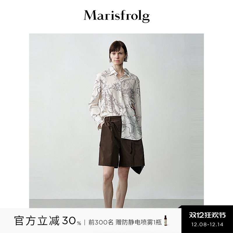 【艺术家灵感】玛丝菲尔秋艺术水墨印花刺绣流苏衬衫女