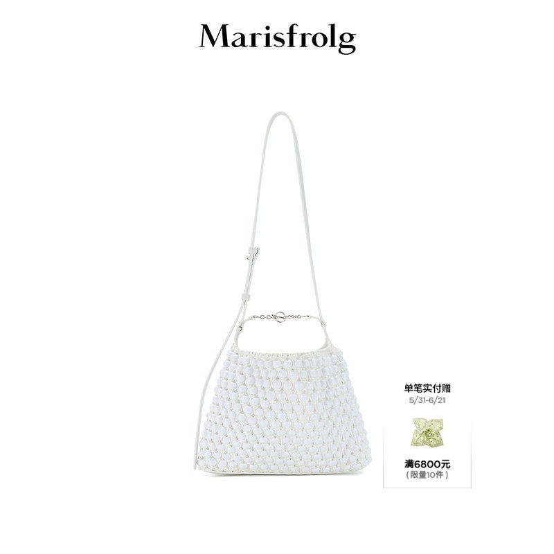 【珠编美学】Marisfrolg玛丝菲尔2026春新款贝母白重工珠编手提包