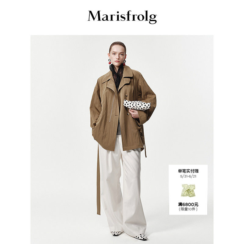 【筑感风衣】Marisfrolg玛丝菲尔2026春新款翻领收腰气质短款风衣