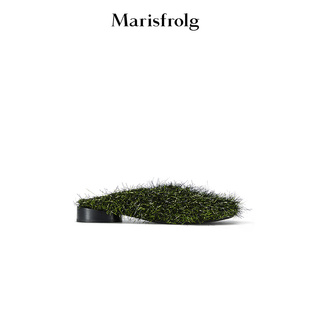 Marisfrolg玛丝菲尔2025秋新款小众设计感金银葱编织低跟穆勒鞋