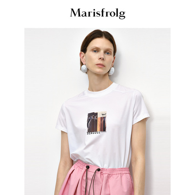 【30周年限定系列】玛丝菲尔夏季款圆领海鸥时尚刺绣印花T恤