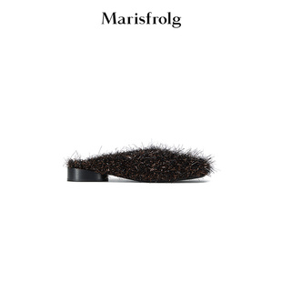 Marisfrolg玛丝菲尔2025秋新款小众设计感金银葱编织低跟穆勒鞋