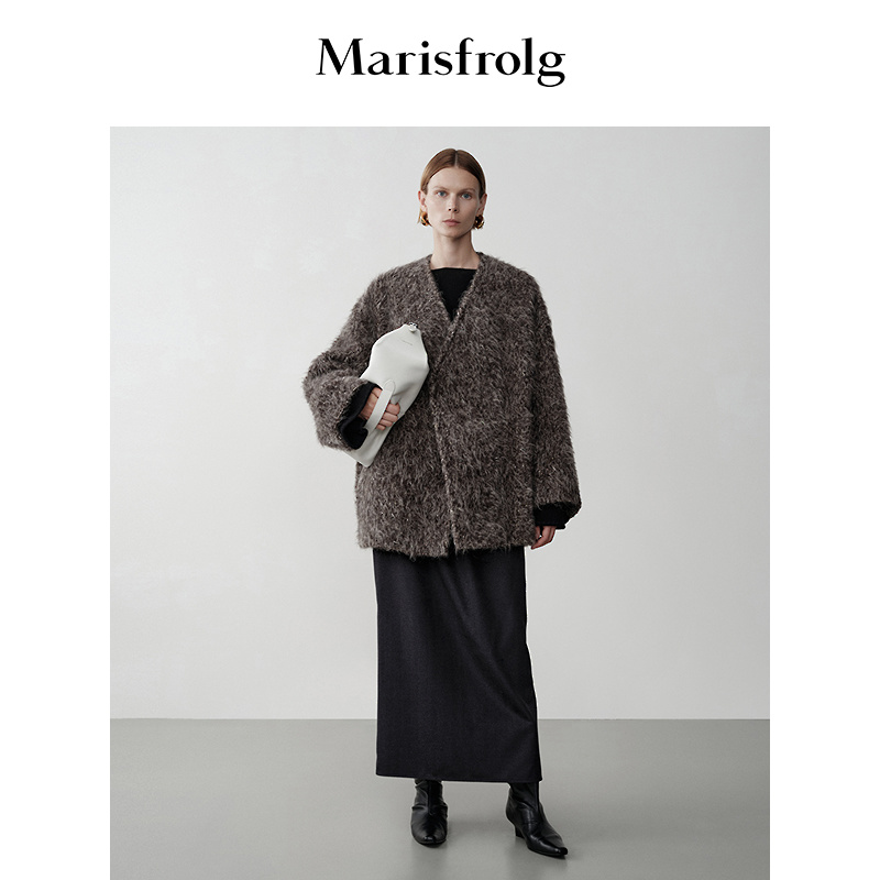 【一衣多穿】Marisfrolg玛丝菲尔2025冬新款绵羊毛呢斗篷大衣外套