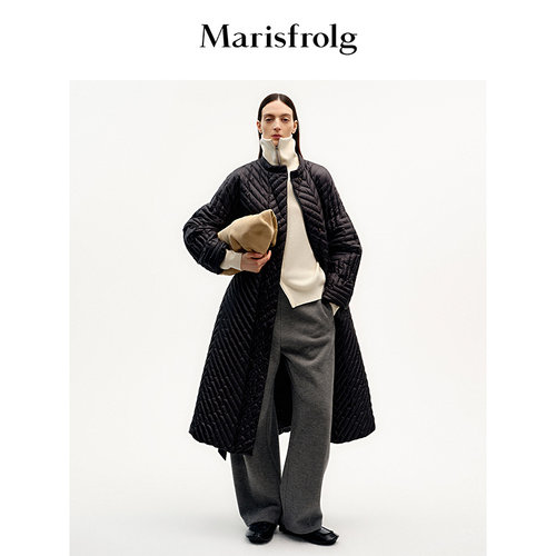 【90白鹅绒】Marisfrolg玛丝菲尔25冬新款黑色时尚长款羽绒服