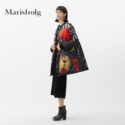 Marisfrolg/玛丝菲尔白鹅绒2020年冬季新款女装中长款外套羽绒服