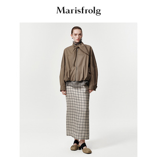 设计感修身 Marisfrolg玛丝菲尔2026春新款 开衩半身裙 工坊格纹