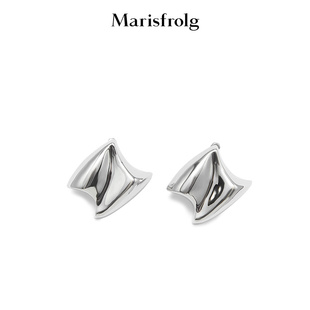 【线条美学】Marisfrolg玛丝菲尔2026春新款银色雕塑感金属耳环