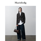 Marisfrolg玛丝菲尔灰咖色时尚 提花羊毛小西装 短外套