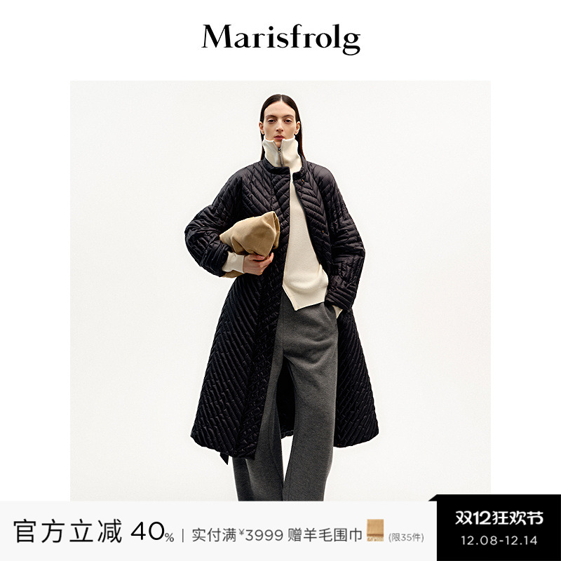 【90白鹅绒】Marisfrolg玛丝菲尔25冬新款黑色时尚长款羽绒服
