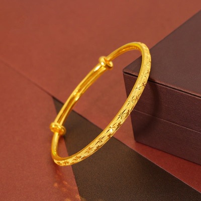 黄金满天星推拉手镯送长辈礼