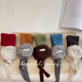 冬季 氛围感可露丽风羊羔毛针织拼接撞色耳包护耳暖儿童亲子款