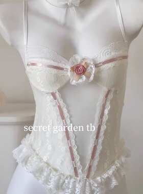 MrsPanda·偷心洛丽塔·性感蕾丝绑带宫廷内衣洛丽塔吊带甜美米色