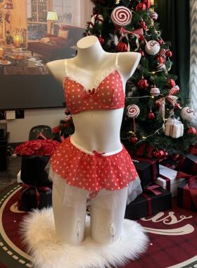 Mrspanda.猫鼠游戏红色波点复古美式港风显白牛奶丝亲肤三件套