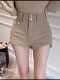 卡其色高腰设计感不规则辣妹纯欲性感百搭牛仔短裤 2026夏季 新款 女