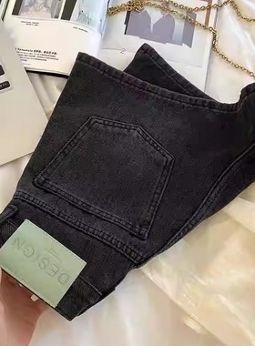 镇店王牌！黑灰色开叉高腰A字牛仔短裤女宽松2026夏显瘦休闲热裤