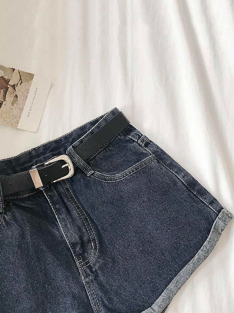 2024 SUMMER NEW ROLLED EDGE LOOSE THIN WIDE-LEGGED HOT PANTS SMALL SIMPLE AND VERSATILE HIGH-WAISTED DENIM SHORTS WOMEN