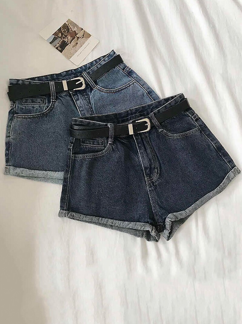 2024 SUMMER NEW ROLLED EDGE LOOSE THIN WIDE-LEGGED HOT PANTS SMALL SIMPLE AND VERSATILE HIGH-WAISTED DENIM SHORTS WOMEN