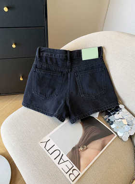 南油高货清仓捡漏！黑灰色高腰A字牛仔短裤女宽松显瘦休闲热裤夏