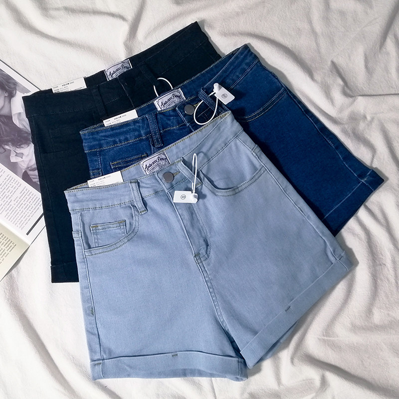 WHITE DENIM SHORTS WOMENS SUMMER 2024 NEW CHIC SUMMER HIGH-WAISTED SLIM SLIM STRETCH A-LINE SHORTS WOMEN
