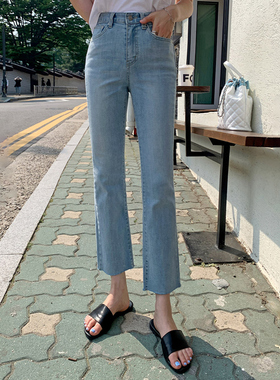 2026年新款高腰显瘦修身百搭水洗浅蓝色阔腿直筒牛仔裤女夏季薄款