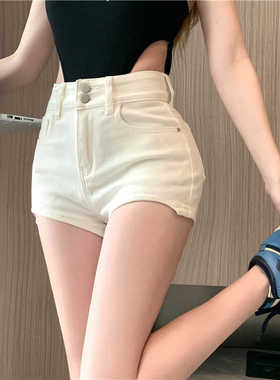 百搭纯色辣妹风牛仔短裤女夏季2026新款时尚高腰显瘦直筒热裤裤子