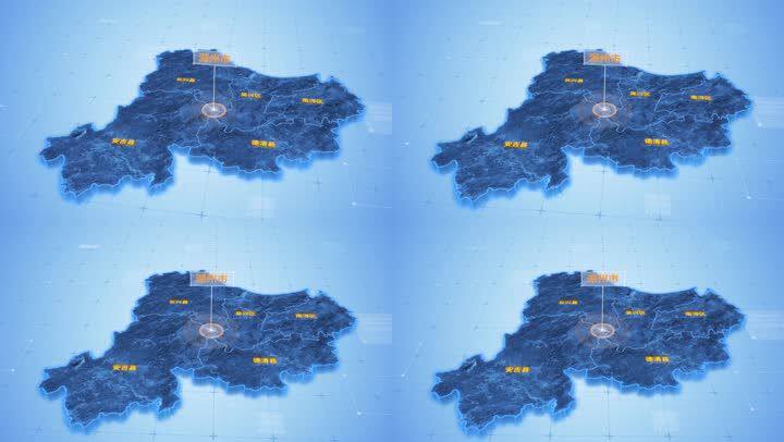 湖州三维地图科技感蓝色网络定位区位发散ae模板