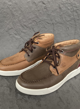 骆TUO动感新款正品男高帮鞋真皮头层牛皮保暖机车棉靴撞色休闲鞋