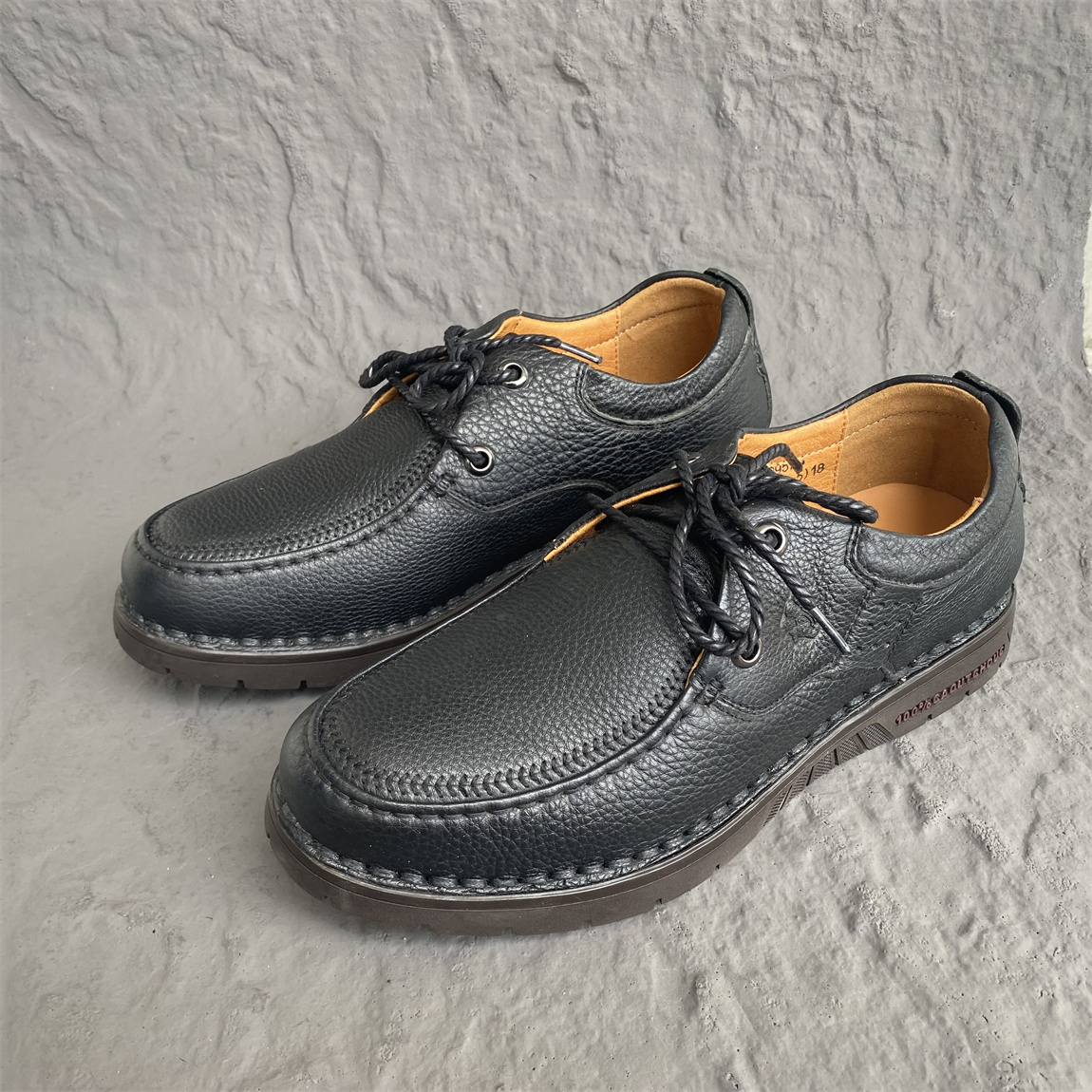 美洲象正品男鞋休闲系带软底软面低帮鞋真皮头层牛皮爸爸鞋工作鞋