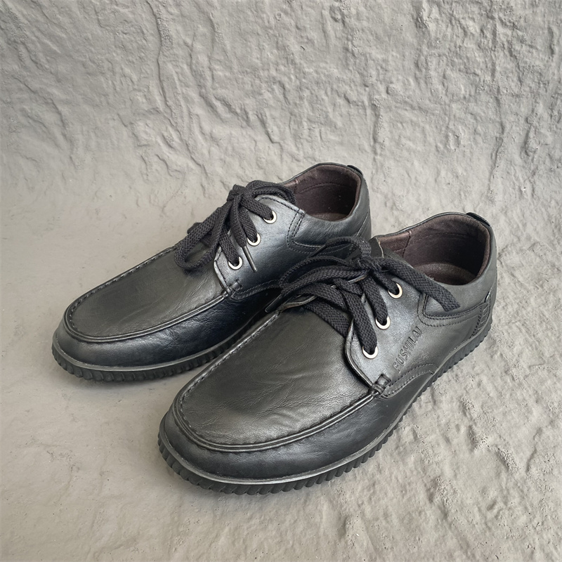 美洲象头层牛皮单鞋透气休闲