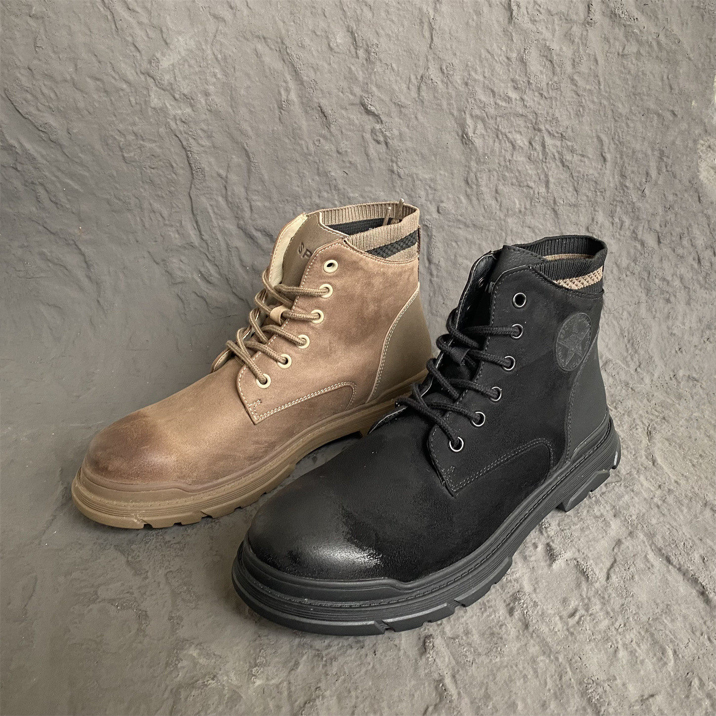 复古高帮工装靴子真皮马丁靴