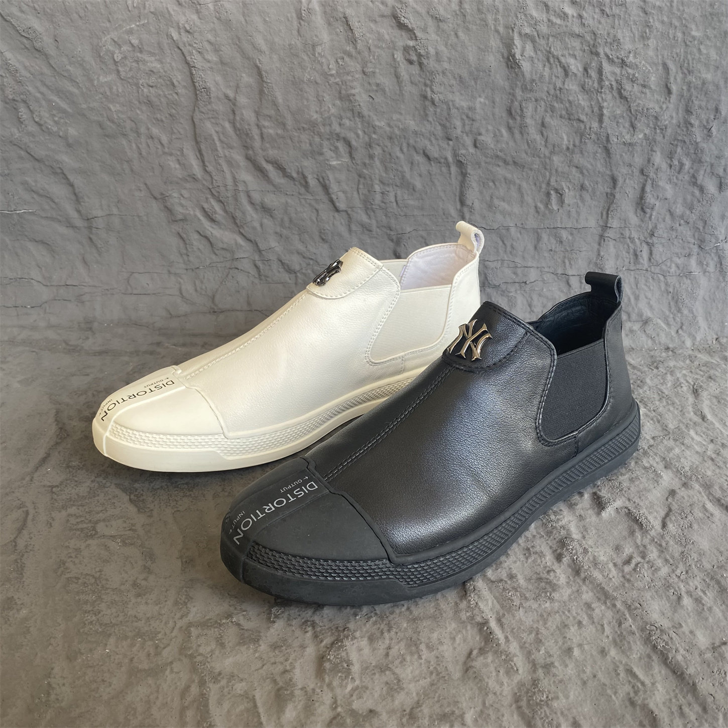 春秋款欧洲站韩版潮流一脚蹬懒人青年小白鞋真皮牛皮41/42/39码