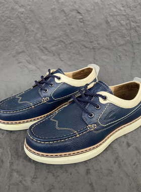 欧洲站骆TUO动感男鞋40 43码厚底耐磨休闲松糕跟真皮头层牛皮单鞋