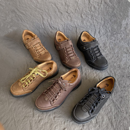 美洲象真皮单鞋厚底防滑中年妈妈