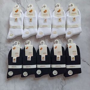 黑色白色袜子双针纯棉中筒春秋款