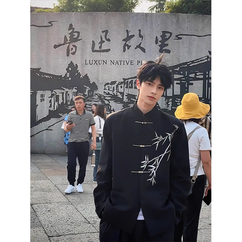 网图现货风中山装刺绣西服618-1-XZ06-P85控128,男装西服,星座618-1