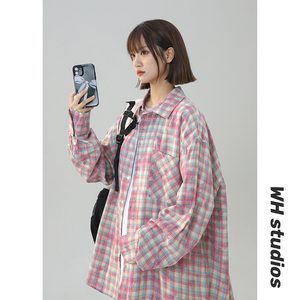 纯棉抖音品质休闲宽松衬衫外套618-CS555-P50控78女模图片